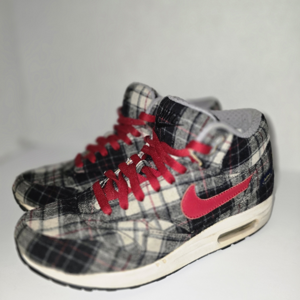 Nike Kids Plaid Sneakers - Red and Gray